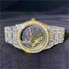 Взрывные хип-хоп высококачественные квадратные световые полые механические мужские бриллианты часы