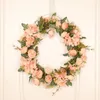 Dekorativa blommor kransar konstgjorda dörrkrans med gröna blad fyra säsonger ros blommig front för bröllop festrum dekorekorativ