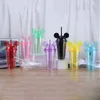 15oz Mouse Ear Tumblers Mouse Cup with Dome Lid 450ml Acrylic Cups Straws Double Walled Clear Travel Mugs Cute Child Kid Water Bottles