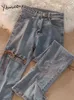 Yiticung Jeans Womens Skinny Slit Lace Up Denim Pantals 2022 Slim Fared Pantal