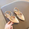 New Girls Rivets Sandals 2022 Fashion Gladiator Summer Kids Children Elegant Pu Buckle Strap Rubber Beach Flat Princess Shoes