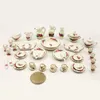 Miniature maison de poupée rose fleur Patten porcelaine café tasses à thé vaisselle en céramique maison de poupée accessoires de cuisine 220725