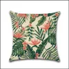 Pillow Case Bedding Supplies Home Textiles Garden 45X45Cm Fashion Green Leaves Printing Throw Er Without Filling Inner Polyester Decorativ