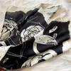 Preto branco designer letras imprimir flor imitar lenço de seda bandana para mulheres moda alça longa saco cachecóis paris ombro tote lage fita cabeça envoltórios