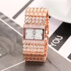 Wristwatches Luxury Women Golden Steel Bracelet Watch Ladies Fashion Rhinestone Dress Female Casual Clock Relogio Feminino Hect22