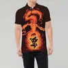 Camisa polo masculina casual colorida com estampa 3D personalizada 220608