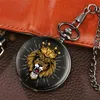 Pocket Watches Crown Lion Design Punk Black Watch Quartz Movement Fob Pendant Clock Antique Gifts Men WomenPocket