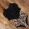 Costumi da bagno donna Leopard Bikini 2022 Costume da bagno donna a vita alta Sexy Tankini Ruffle Set Plus Size Costume da bagno Biquini solido