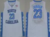 NCAAノースカロライナタールヒール23マイケルヴィンスカーター15ジャージーメンズUNCカレッジバーンズベリーベリーバスケットボールジャージブラックホワイトブルーユニ