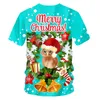 Mens Christmas T -shirt 3d tryckt härlig uggla klädkläder man avslappnad o nacke tshirt 220623