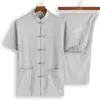 Ethnic Clothing China Embroidery #4 Chinese Traditional Set Man Summer Linen Buckle Shirt Oriental Tai Chi Breathable Uniforms