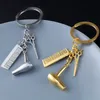 Bulk Price Washing Cutting Blowing Alloy Keychain Pendant Hairdressing Scissors Hair Dryer Comb Pendants Car Keychains Jewelry Gift