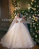 Underbara 2022 Bröllopsklänningar Bröllopklänningar Lace Appliqued Beaded Jewel Neck Cap Sleeve Vestido de Noiva