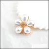 Pins Brooches Jewelry Colorf Crystal Heart Lady Charm Rhinestone Pearl Buttons Pin Fashion Wedding Flower Bow Broo Dhwkn