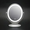 LED travel make up mirror with light for makeup round cosmetic magnifying handheld portable vanity mirror white aesfee double side1979344