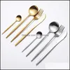 Flatware sets keuken eetbar huizen tuin 4 stks bestek roestvrijstalen mes mes vork lepel set sierware drop levering 2021 cvvni