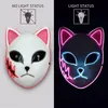 Nuevo Demon Slayer Fox Mask Fiesta de Halloween Anime japonés Cosplay Disfraz Máscaras LED Festival Favor Props EE