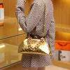 Evening Bags Luxury Thick Gold Chain Handbags For Wome Buckle Shoulder Bag 2022 Trend Brand Weave Leather Crossbody Ladies Totes 8465Evening