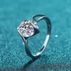 S925 anillo de plata lindo simétrico corazón hueco incrustaciones redondo solitario Zirconia diamante boda banda para mujer
