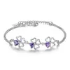 Braccialetti con ciondoli Bracciale placcato argento Coreano cristallo viola Portafortuna Foglia di trifoglio Cuore per braccialetti da donna O236Fascino