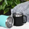 14 oz kahve kupaları Tutamalı paslanmaz çelik seyahat bardak çift duvar tozu kaplı bardak vakum yalıtımlı kamp kabı kabı su şişesi B0915
