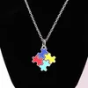 Anhänger Halsketten Autismus Puzzleteil Vierfarbige HalsketteAnhänger