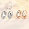 Hoop Huggie Küpe 925 STERLING Gümüş Çift Katmanlı Kadınlar Kristal Jewelleryhoop Kirs22