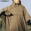 INCERUN hommes solide Trench séchage rapide à capuche lâche Ponchos poches décontracté extérieur manteau manteaux irréguliers pas imperméables S 5XL 220715