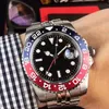 ST9 腕時計ステンレスブラックブルーバットマンセラミックベゼル高級メンズ機械式自動巻きムーブメント GMT 自動巻きメンズ腕時計腕時計
