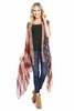 American Flag Cardigan July 4th USA Stars and Stripes Pattern Lightweight Shawl Kimono Vest7531614