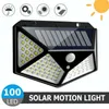 100LED Solar Wall Light Outdoor 3 Modes PIR Motion Sensor Garden Fence Porch Yard Deck Garage Waterproof Street Lamp