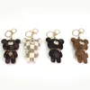 Läder diamantbjörn nyckelringar pendel tecknad söt väska prydnad kreativ gåva