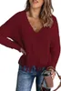 Damenpullover Frauen Sexy V-Ausschnitt Strickpullover Top Herbst Winter Langarm Lose Lässige Loch Quaste Design Pullover Korean StreetWome