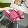 Fashion Women Slippers Designer Slides Platform Sliders Luxurious Sandals 5.5CM Thick Bottom Real Leather Jacquard Suede Sandalen Summer Shoes