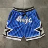 Orlando Pants Magichell Ness Men Shotback Szorty koszykówki retro kulkowe spodnie McGrady American Basketball 5 minut Spodnie w paski 873