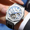 Нарученные часы Chenxi Tourbillon Mechanical Men Mean Смотреть водонепроницаемые светящиеся автоматические наручные часы роскошные кожа