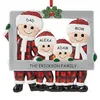 Snelle hars kerstdecoraties schattig kerstfamilie ornament Red Plaid Santa Claus hanger Diy Naam foto frame kerstboom ornamenten cadeaus f0809