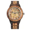 Relojes de pulsera Reloj de madera automática Men39s Matrícula de Wooden Bangle Band de madera de lujo Números de árabe Muestra mecánica autoinebente ME8483421