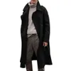 Men's Trench Coats Retro Blends Winter Coat Men Long Casual Brown Warm Wool Streetwear Jacket Outerwear 2022Men's