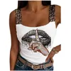 Vendita al dettaglio Plus Size S-3xl Donna Top Gilet estivo T-shirt stampata sexy Camicette con bretelle con stampa leopardata