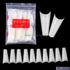 Faux ongles Nail Art Salon Santé Beauté 500pcs par sac demi-er ballerine 10 tailles cercueil français faux forme plate naturelle Na602 Drop Delive