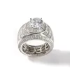 結婚指輪の性格大きな石のマイクロ舗装されたキュービックジルコニアシルバーカラーヒップホップジュエリー男性用女性サイズ7-11 rita22