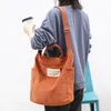 Evening Bags Women Corduroy Shoulder Bag Stripes Canvas Handbag Casual Tote Crossbody Zipper Messenger Ladies' Long Strap Soft PurseEven