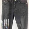 Jean Amirs Amires Designer Jeans High Street Black Hole Casual Slim Fitting Couleur Fluide De BLJR