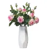 Une fausse fleur vraie touche rose (3 zHeads / pièce) 20 "de longueur simulation de longueur roses de curling pour mariage maison décorative artificielle fleurs