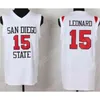 CeoC202 Maglia Kawhi Leonard 15 San Diego State University con toppa bandiera USA Mens NCAA College Basketball Jersey Doppia cucitura Nome Numero