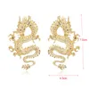 Stud Vintag Punk Gold Tone Firery Dragon Earrings for Women 2022 Unikt Chic Metal Statement Earring Jewelry Femme Bijoux Moni22