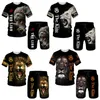 Sommar 3D-tryckta herrt-short-shorts Set Ferocious Lion Men's Sportswear Tracksuit O Neck Short Sleeve Cool Menkläder SU 220726