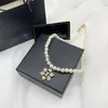 Luxe mode parel ketting ontwerper sieraden bruiloft diamant 18k gouden platina letters hangers kettingen voor vrouwen met 7178723