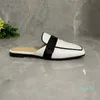 2022-Women Half Slippers с подлинной кожаной подошвой красивой внешний вид удобный ощущение ноги